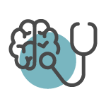 An icon of a brain with a stethoscope.