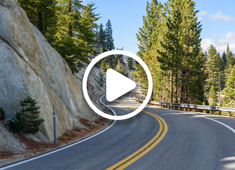 windy mountain road near Lake Tahoe, CA
