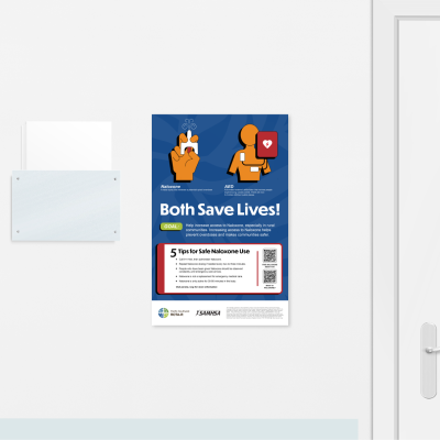 Both save lives poster hanging on wall